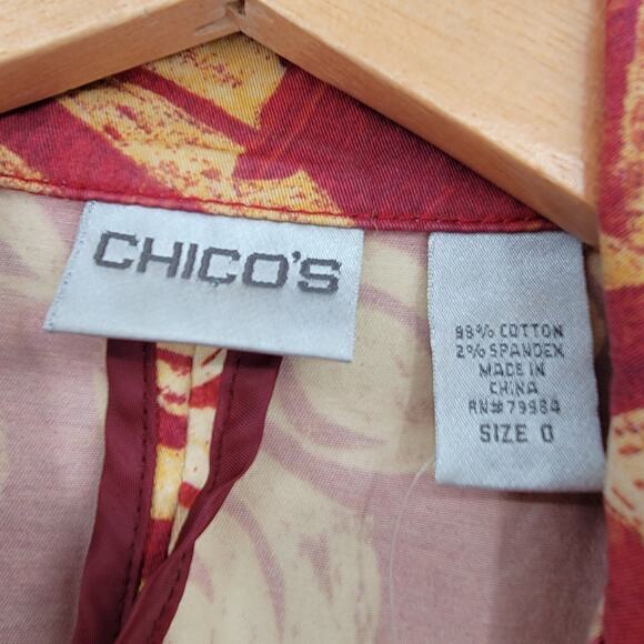 Chico's Women's‎ Tropical Floral Button Down Stretchy Denim Blazer Size 0 - Picture 4 of 9